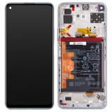 DISPLAY LCD + TOUCHSCREEN DISPLAY COMPLETO + FRAME + BATTERIA PER HUAWEI P40 LITE 5G (CDY-N29A) ARGENTO ORIGINALE (SERVICE PACK)