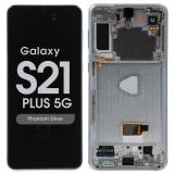 TOUCHSCREEN + DISPLAY LCD DISPLAY COMPLETO + FRAME PER SAMSUNG GALAXY S21 PLUS 5G G996B FANTASMA ARGENTO ORIGINALE (SERVICE PACK)