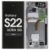 TOUCHSCREEN + DISPLAY AMOLED DISPLAY COMPLETO + FRAME PER SAMSUNG GALAXY S22 ULTRA 5G S908B BIANCO ORIGINALE (SERVICE PACK)