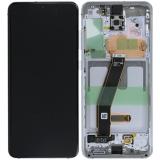 TOUCHSCREEN + DISPLAY LCD DISPLAY COMPLETO + FRAME PER SAMSUNG GALAXY S20 G980F / G981F / G981B BIANCO ORIGINALE (SERVICE PACK)